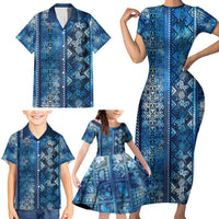 Hawaii Makahiki Turtle Family Matching Short Sleeve Bodycon Dress and Hawaiian Shirt Galaxy Tapa Pattern - Polynesian Pride
