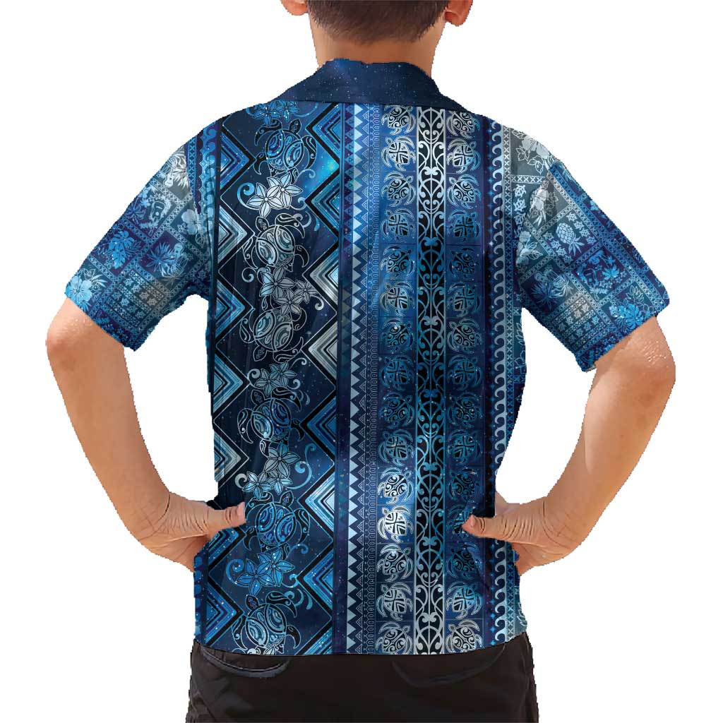 Hawaii Makahiki Turtle Kid Hawaiian Shirt Galaxy Tapa Pattern - Polynesian Pride