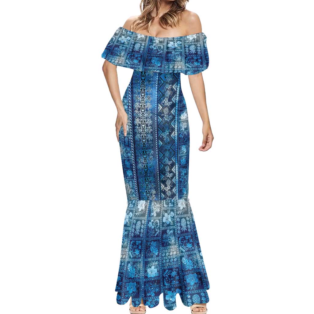 Hawaii Makahiki Turtle Mermaid Dress Galaxy Tapa Pattern - Polynesian Pride