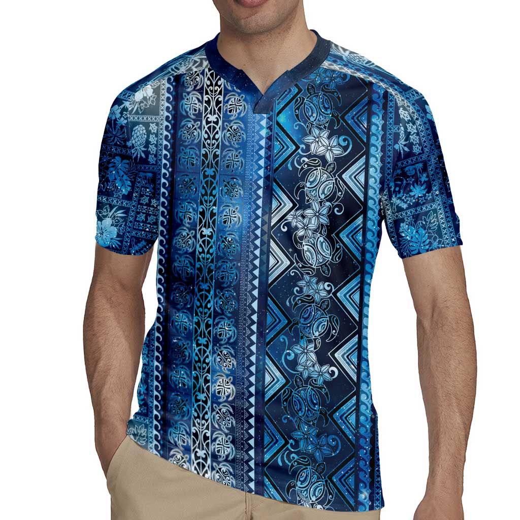 Hawaii Makahiki Turtle Rugby Jersey Galaxy Tapa Pattern - Polynesian Pride