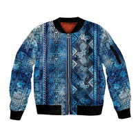 Hawaii Makahiki Turtle Sleeve Zip Bomber Jacket Galaxy Tapa Pattern - Polynesian Pride