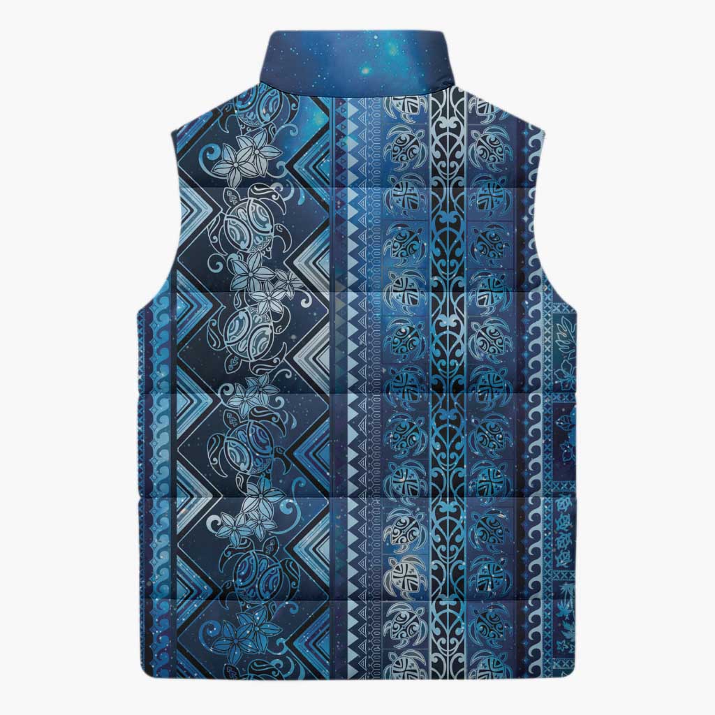 Hawaii Makahiki Turtle Sleeveless Puffer Jacket Galaxy Tapa Pattern - Polynesian Pride