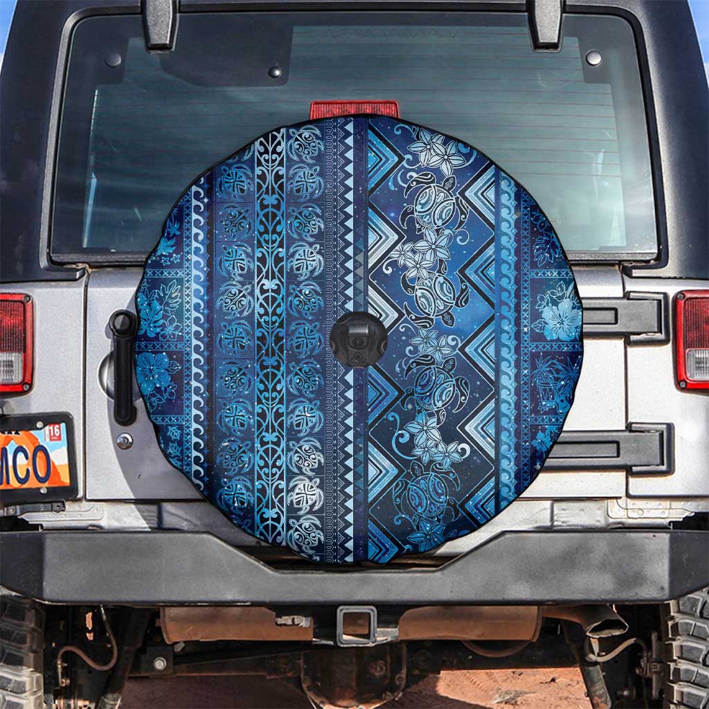 Hawaii Makahiki Turtle Spare Tire Cover Galaxy Tapa Pattern - Polynesian Pride