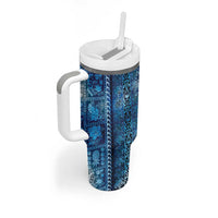Hawaii Makahiki Turtle Tumbler With Handle Galaxy Tapa Pattern - Polynesian Pride