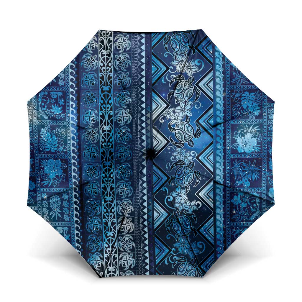 Hawaii Makahiki Turtle Umbrella Galaxy Tapa Pattern LT05 One Size Folded 11.42 inch Opened Diameter 37.4 inch Galaxy - Polynesian Pride