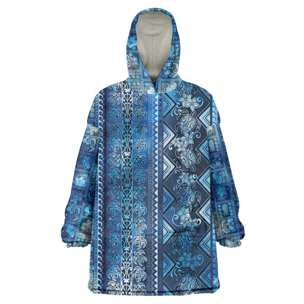 Hawaii Makahiki Turtle Wearable Blanket Hoodie Galaxy Tapa Pattern LT05 One Size Galaxy - Polynesian Pride
