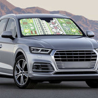 Hawaii Makahiki Turtle Auto Sun Shade Green Tapa Pattern - Polynesian Pride