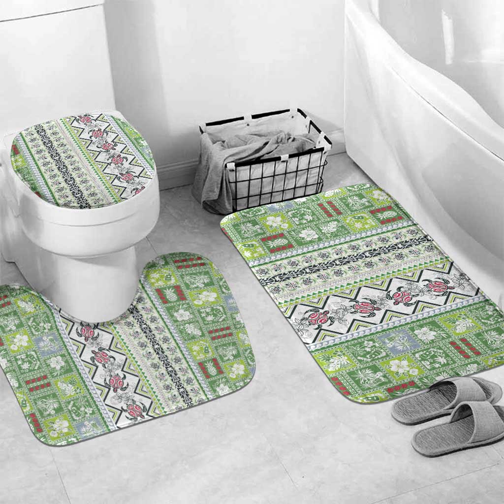 Hawaii Makahiki Turtle Bathroom Set Green Tapa Pattern - Polynesian Pride