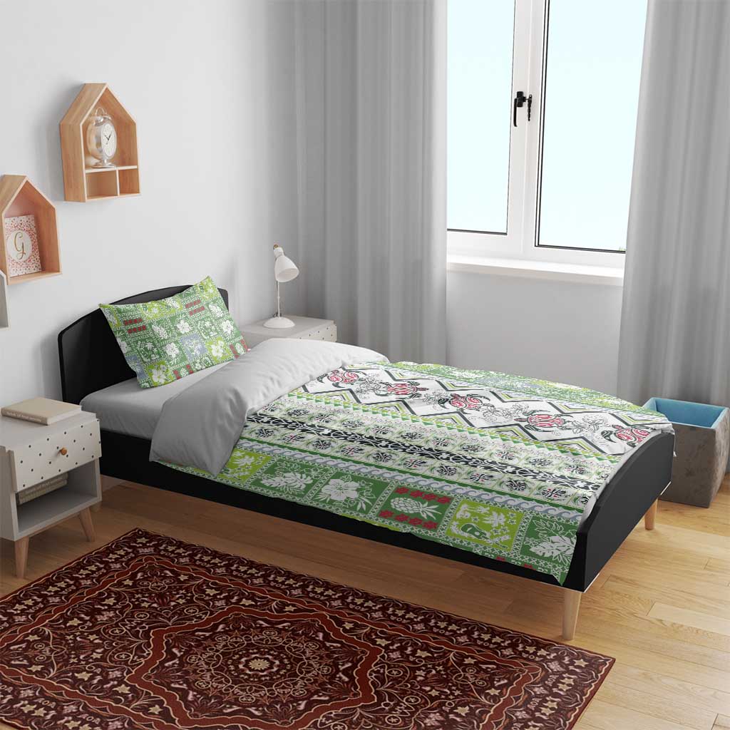 Hawaii Makahiki Turtle Bedding Set Green Tapa Pattern - Polynesian Pride