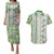 Hawaii Makahiki Turtle Couples Matching Puletasi and Hawaiian Shirt Green Tapa Pattern - Polynesian Pride