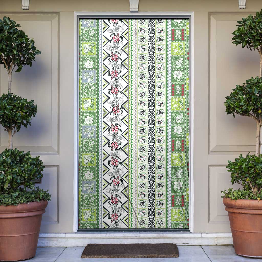 Hawaii Makahiki Turtle Door Cover Green Tapa Pattern - Polynesian Pride