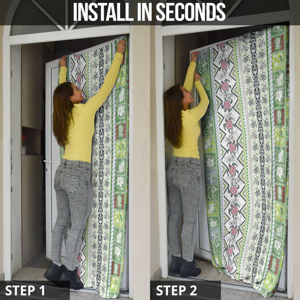 Hawaii Makahiki Turtle Door Cover Green Tapa Pattern - Polynesian Pride