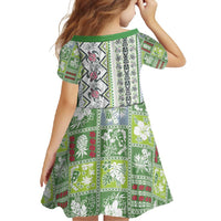 Hawaii Makahiki Turtle Family Matching Long Sleeve Bodycon Dress and Hawaiian Shirt Green Tapa Pattern - Polynesian Pride