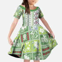 Hawaii Makahiki Turtle Family Matching Mermaid Dress and Hawaiian Shirt Green Tapa Pattern - Polynesian Pride
