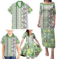 Hawaii Makahiki Turtle Family Matching Puletasi and Hawaiian Shirt Green Tapa Pattern LT05 - Polynesian Pride