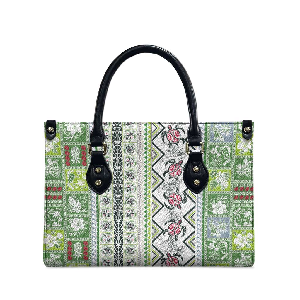 Hawaii Makahiki Turtle Leather Bag Green Tapa Pattern - Polynesian Pride