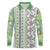 Hawaii Makahiki Turtle Long Sleeve Polo Shirt Green Tapa Pattern - Polynesian Pride