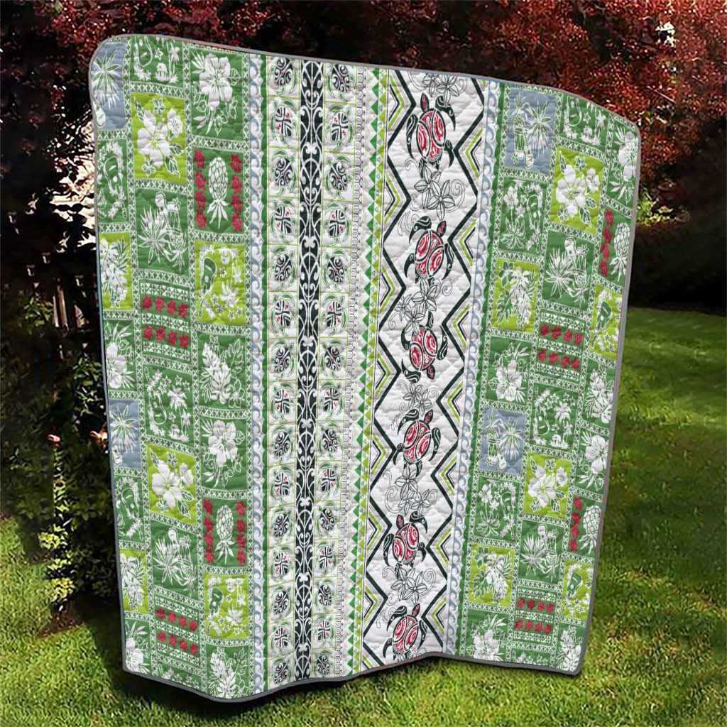 Hawaii Makahiki Turtle Quilt Green Tapa Pattern - Polynesian Pride