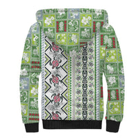 Hawaii Makahiki Turtle Sherpa Hoodie Green Tapa Pattern LT05 - Polynesian Pride