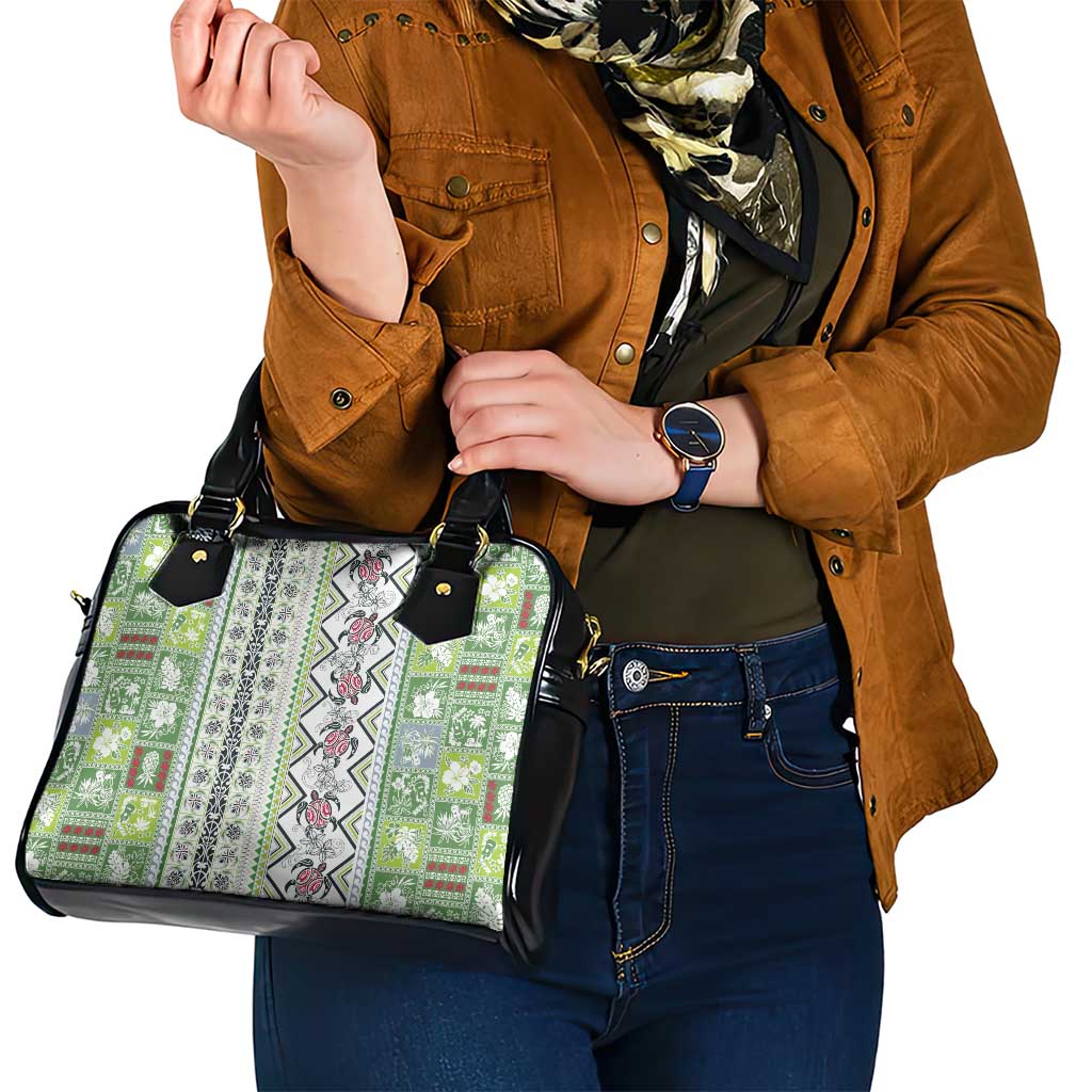 Hawaii Makahiki Turtle Shoulder Handbag Green Tapa Pattern LT05 - Polynesian Pride