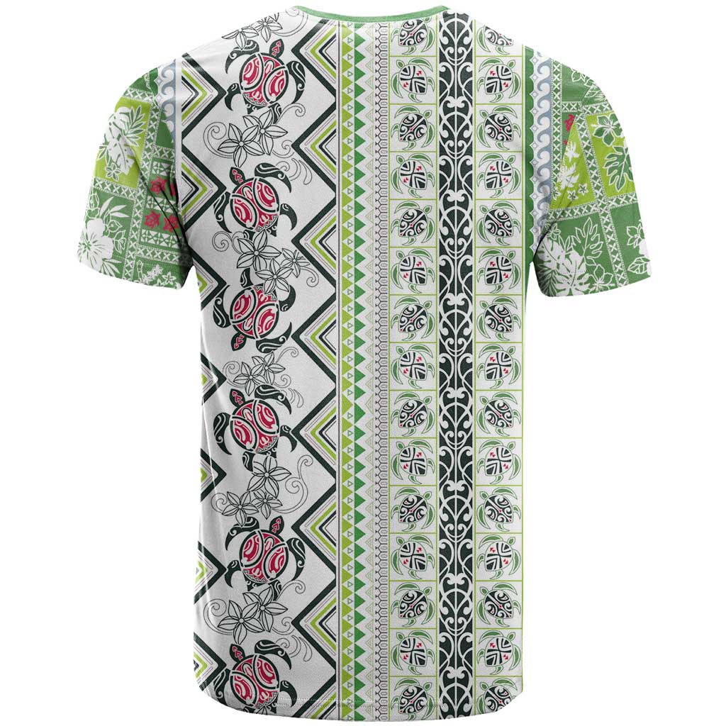 Hawaii Makahiki Turtle T Shirt Green Tapa Pattern - Polynesian Pride