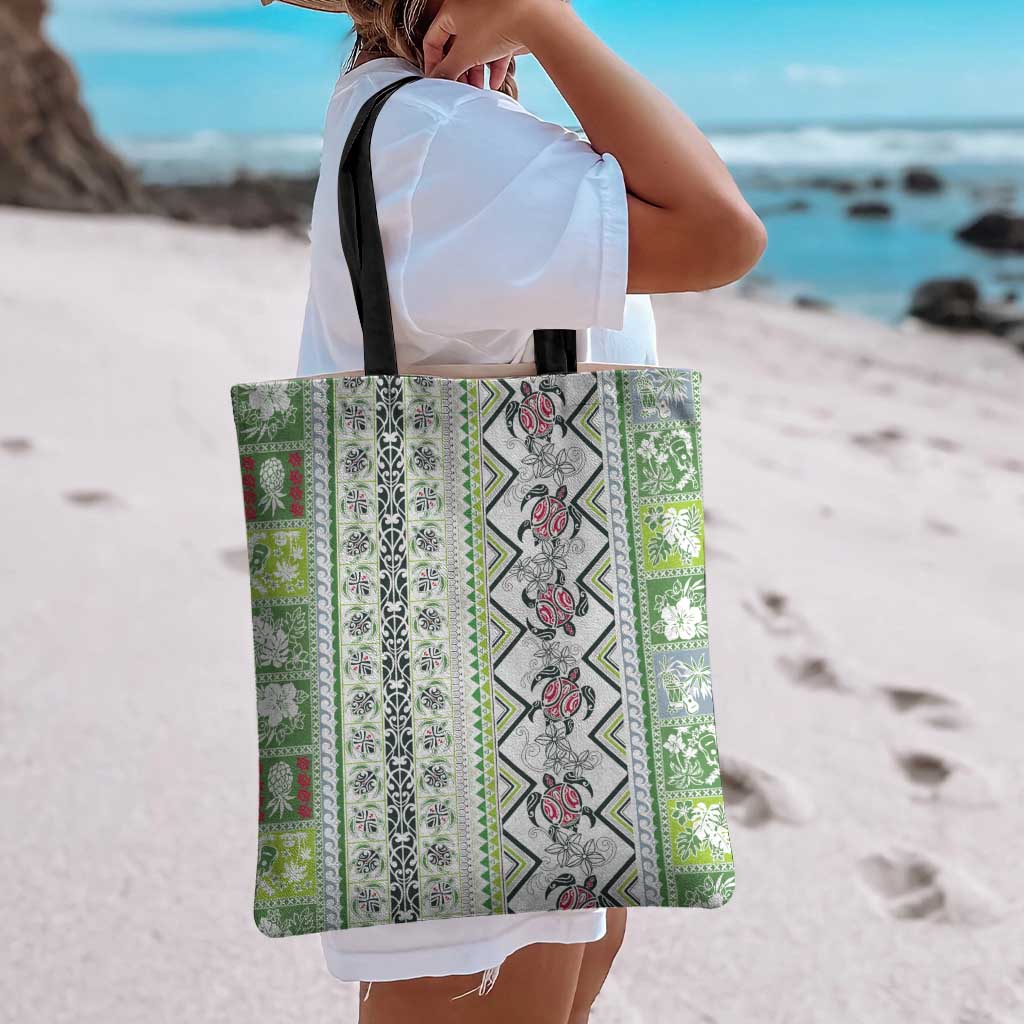 Hawaii Makahiki Turtle Tote Bag Green Tapa Pattern - Polynesian Pride