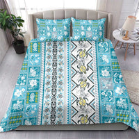 Hawaii Makahiki Turtle Bedding Set Blue Tapa Pattern - Polynesian Pride