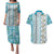 Hawaii Makahiki Turtle Couples Matching Puletasi and Hawaiian Shirt Blue Tapa Pattern - Polynesian Pride