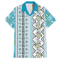 Hawaii Makahiki Turtle Family Matching Puletasi and Hawaiian Shirt Blue Tapa Pattern - Polynesian Pride