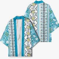 Hawaii Makahiki Turtle Kimono Blue Tapa Pattern - Polynesian Pride