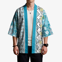 Hawaii Makahiki Turtle Kimono Blue Tapa Pattern - Polynesian Pride