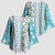 Hawaii Makahiki Turtle Kimono Sleeve Blouse Blue Tapa Pattern - Polynesian Pride