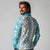 Hawaii Makahiki Turtle Long Sleeve Polo Shirt Blue Tapa Pattern - Polynesian Pride