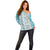 Hawaii Makahiki Turtle Off Shoulder Sweater Blue Tapa Pattern - Polynesian Pride