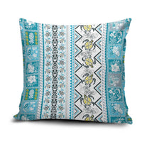 Hawaii Makahiki Turtle Pillow Cover Blue Tapa Pattern - Polynesian Pride