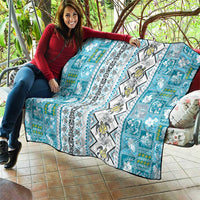 Hawaii Makahiki Turtle Quilt Blue Tapa Pattern - Polynesian Pride