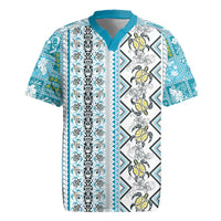 Hawaii Makahiki Turtle Rugby Jersey Blue Tapa Pattern - Polynesian Pride
