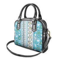 Hawaii Makahiki Turtle Shoulder Handbag Blue Tapa Pattern - Polynesian Pride