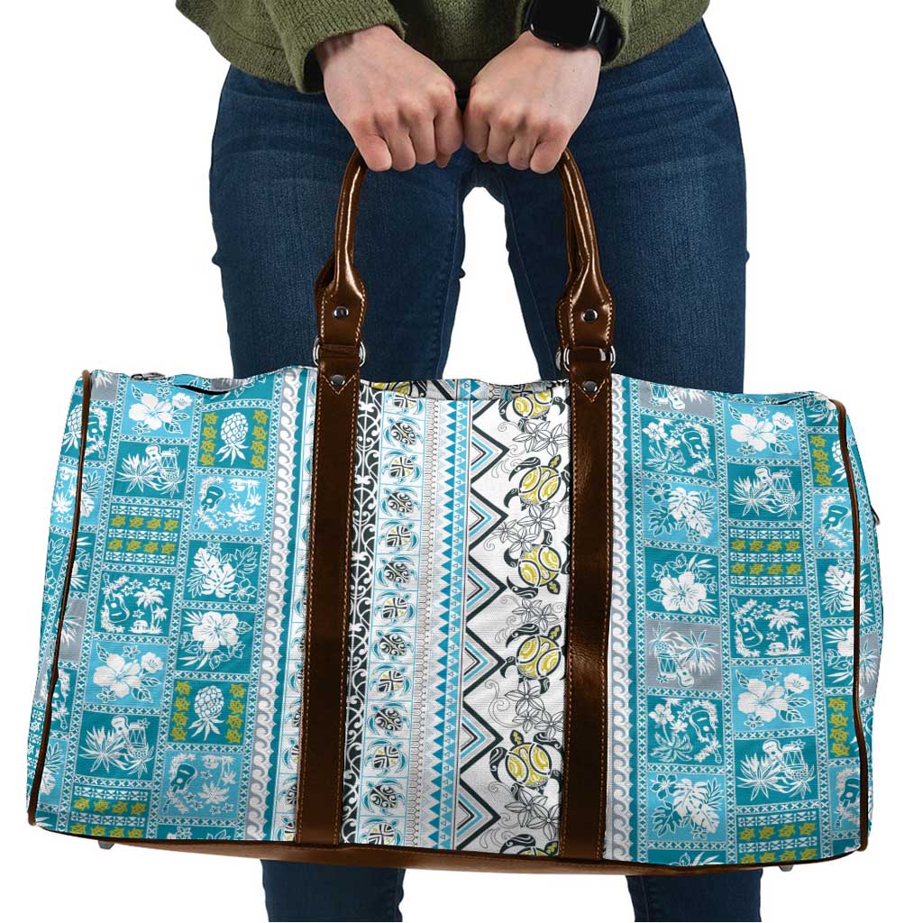 Hawaii Makahiki Turtle Travel Bag Blue Tapa Pattern LT05 Blue - Polynesian Pride