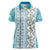 Hawaii Makahiki Turtle Women Polo Shirt Blue Tapa Pattern - Polynesian Pride