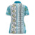 Hawaii Makahiki Turtle Women Polo Shirt Blue Tapa Pattern - Polynesian Pride