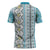 Hawaii Makahiki Turtle Zipper Polo Shirt Blue Tapa Pattern - Polynesian Pride