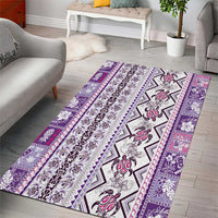 Hawaii Makahiki Turtle Area Rug Violet Tapa Pattern - Polynesian Pride
