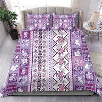 Hawaii Makahiki Turtle Bedding Set Violet Tapa Pattern - Polynesian Pride