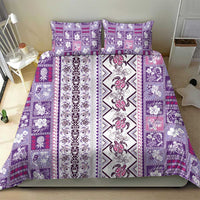 Hawaii Makahiki Turtle Bedding Set Violet Tapa Pattern - Polynesian Pride