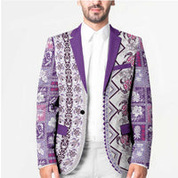 Hawaii Makahiki Turtle Blazer Violet Tapa Pattern - Polynesian Pride