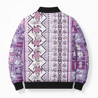 Hawaii Makahiki Turtle Bomber Puffer Jacket Violet Tapa Pattern - Polynesian Pride
