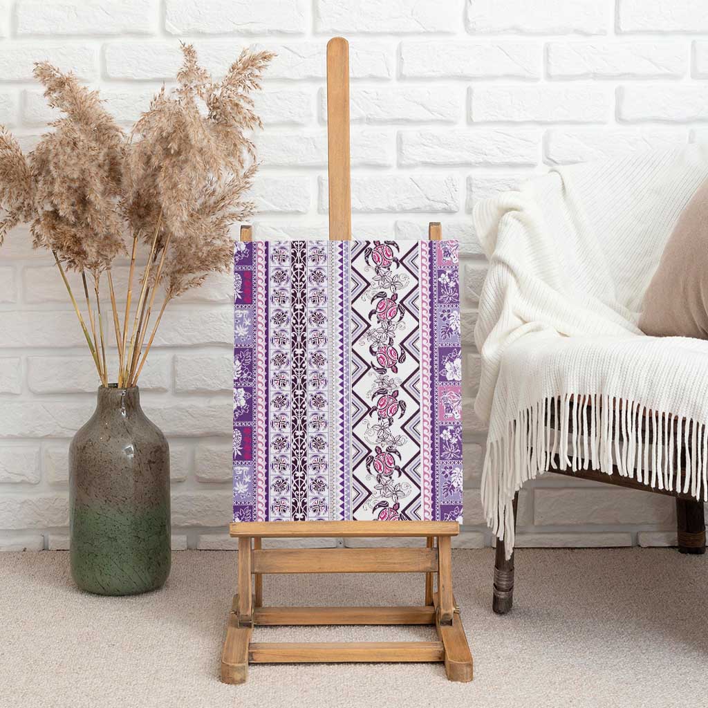 Hawaii Makahiki Turtle Canvas Wall Art Violet Tapa Pattern - Polynesian Pride