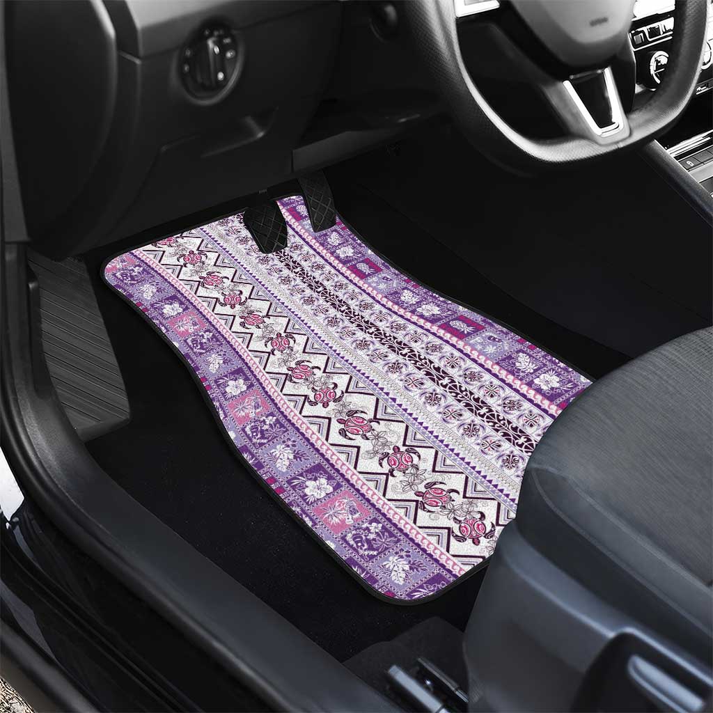 Hawaii Makahiki Turtle Car Mats Violet Tapa Pattern - Polynesian Pride