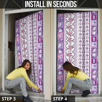 Hawaii Makahiki Turtle Door Cover Violet Tapa Pattern - Polynesian Pride